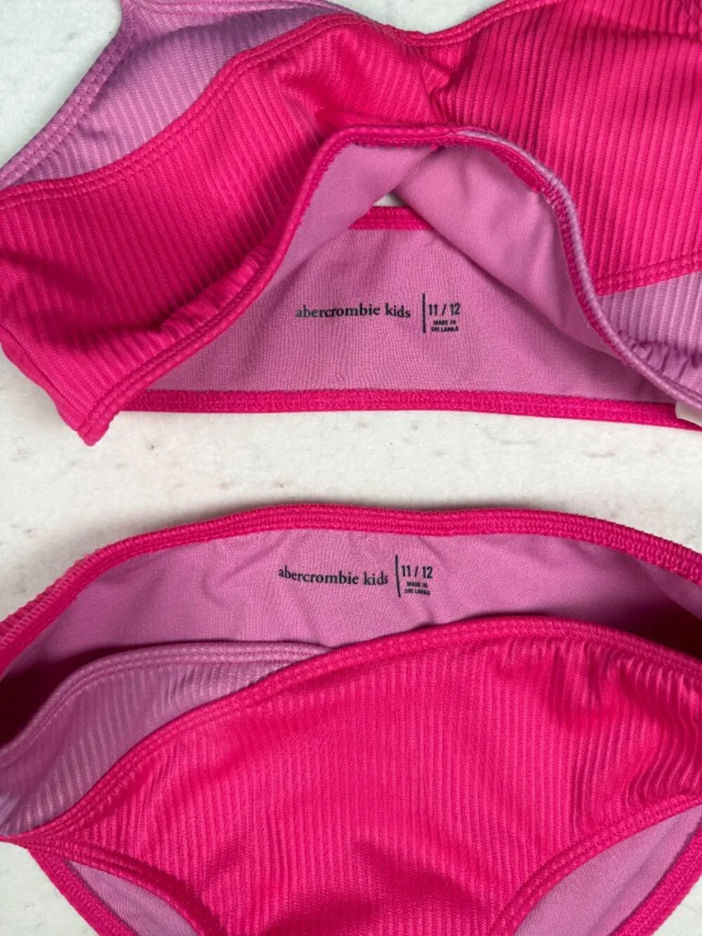 Abercrombie & Fitch Kids Girls Two Piece Swimsuit 11/12 Pink & Purple accent